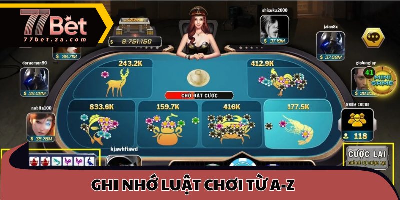 Bầu Cua Tôm Cá 77BET 2 Ghi nhớ luật chơi từ A-Z